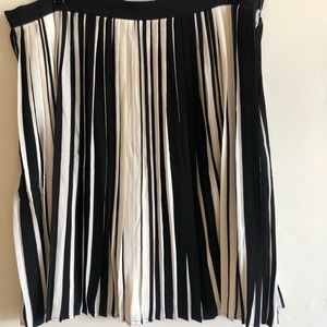 Black and white striped, pleated skirt